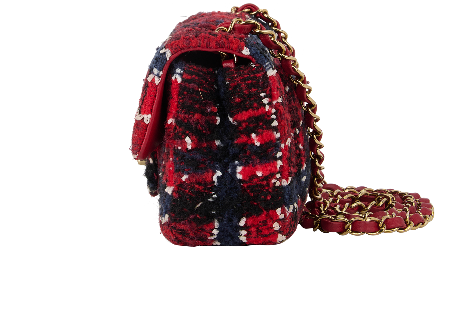 Mini Flap, &pound;2,650, Handbags, Blue/Red/White, Tweed, Bottom view